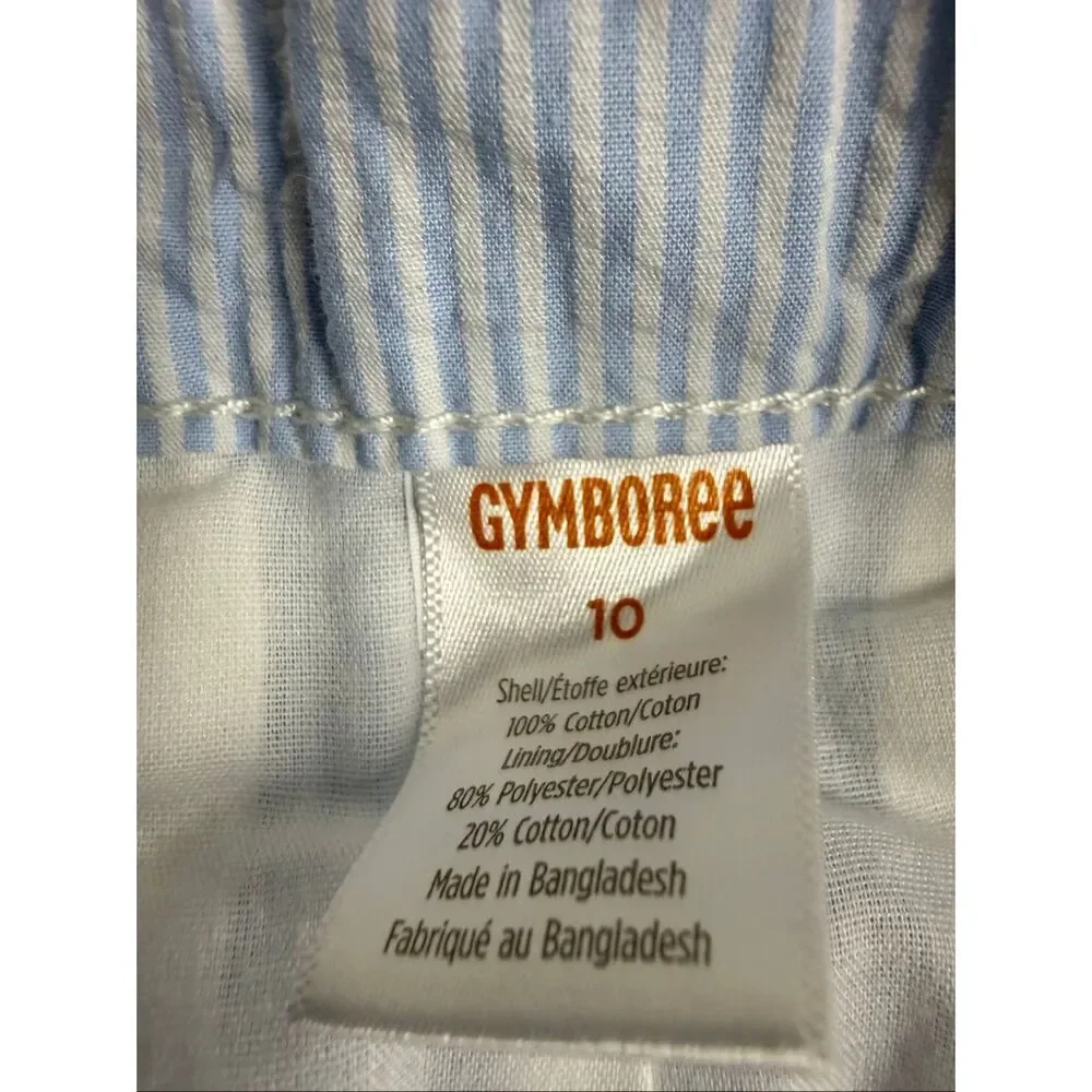 Gymboree Girls Seersucker Shorts Size 10 Blue White Stripe Cotton Summer Preppy